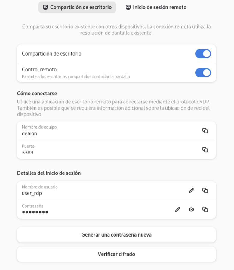 Escritorio remoto con Debian GNOME