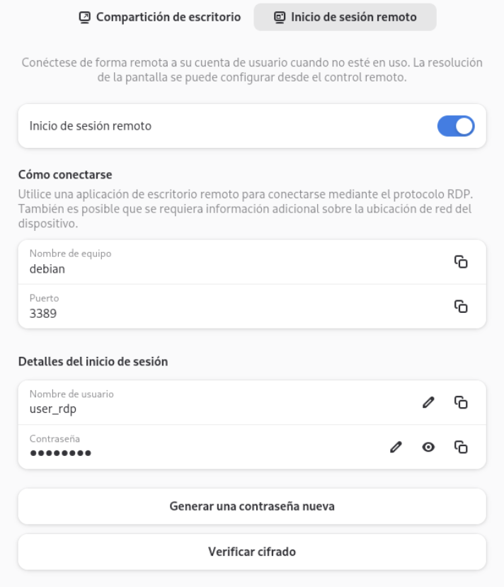 Escritorio remoto con Debian GNOME