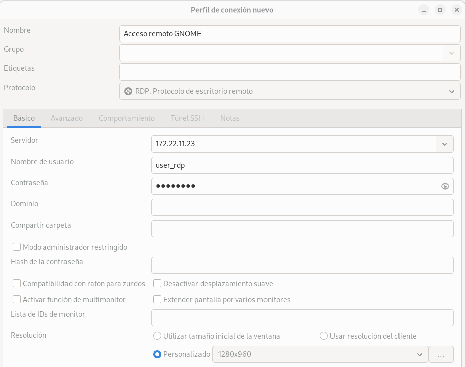 Escritorio remoto con Debian GNOME